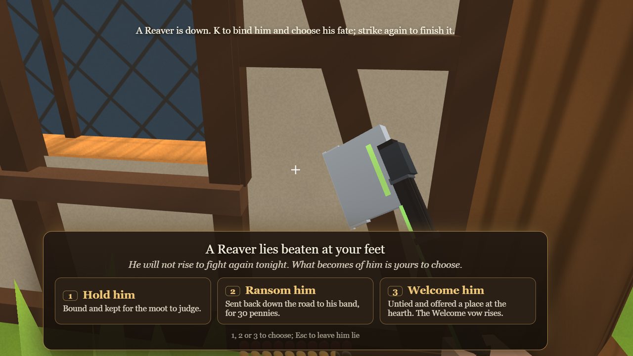 The choice after a Reaver is beaten: hold him, ransom him or welcome him