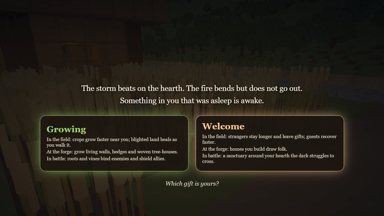 The awakening night: a choice between the gifts Growing and Welcome